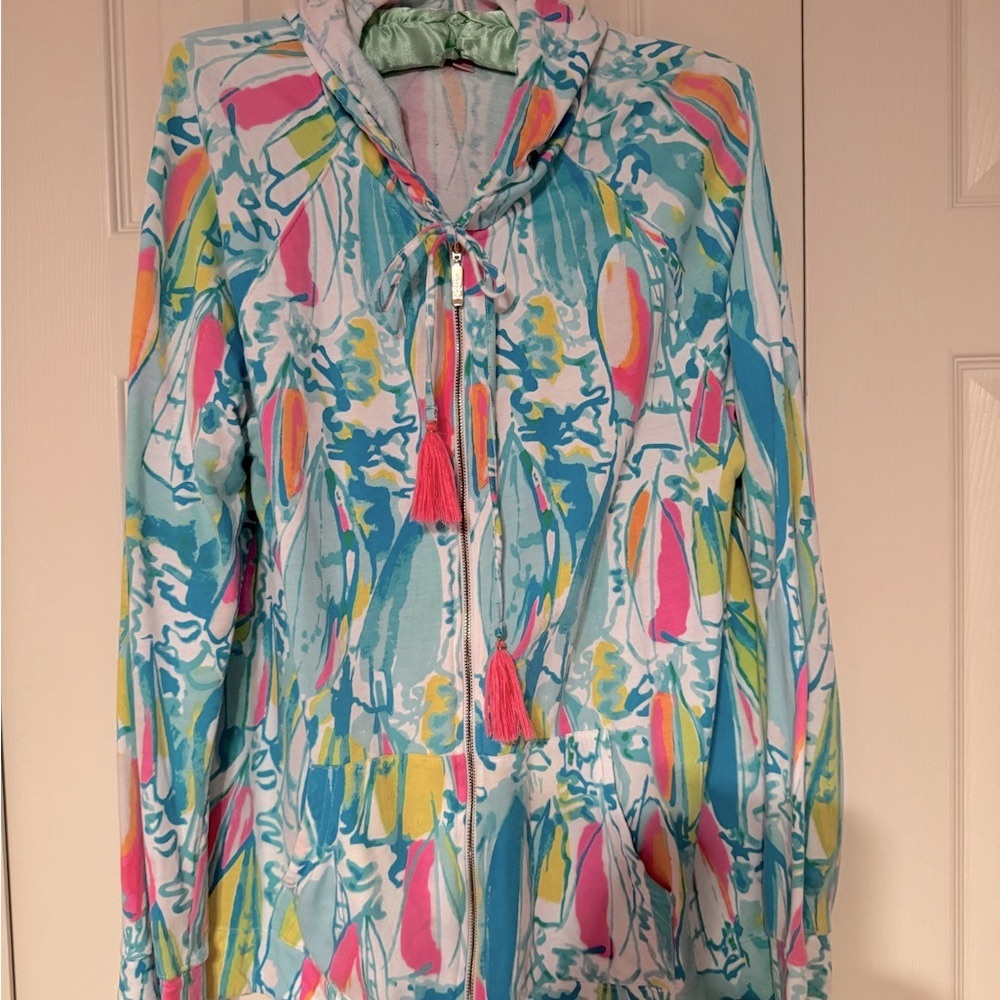 Lilly Pulitzer Beach and Bae Mooring Hoodie Jacket SIZE LARGE (Jacket only)